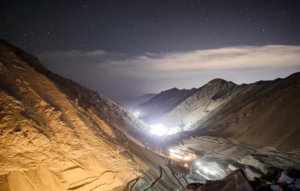 Picture mountains, night, Chile, Cordillera of the Andes