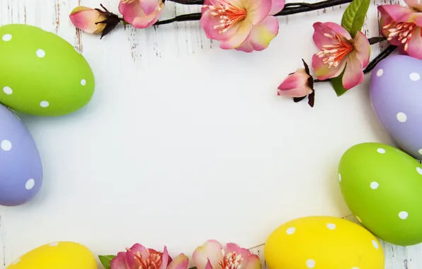 Flowers, eggs, Easter, flowers, spring, Easter, eggs, card