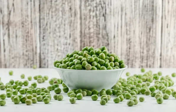 Table, peas, green peas, green peas, young green peas