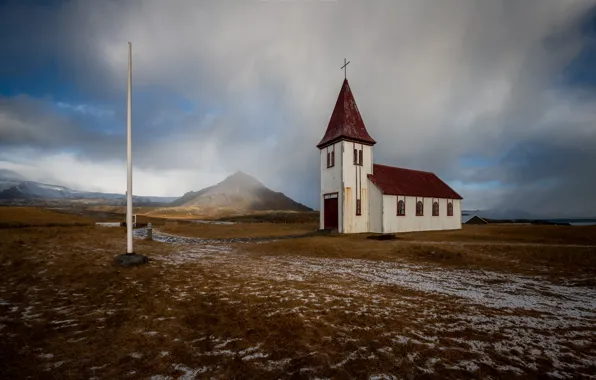 Wallpaper nature, Island, Hellnar Church for mobile and desktop ...