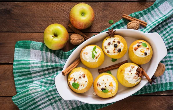 Picture apples, cinnamon, dessert, clove