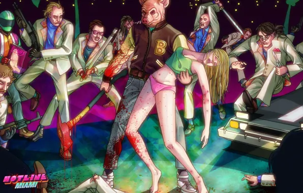 Girl, The game, People, Blood, Axe, Martin, Mask, Miami