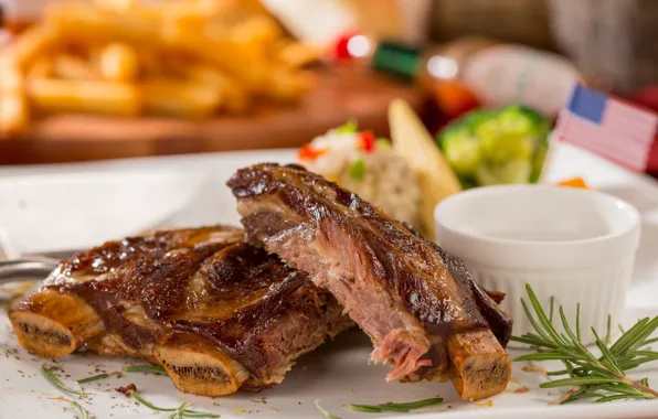 Grill, ribs, Meat