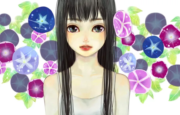 Picture girl, flowers, anime