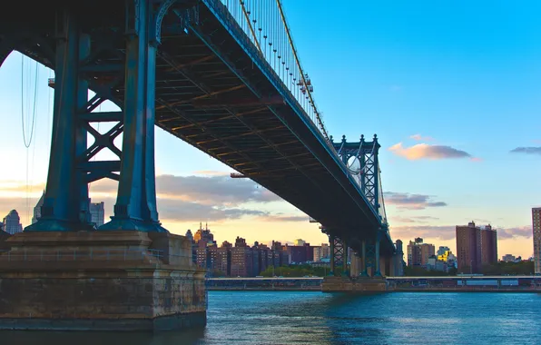 The sky, river, Brooklyn bridge, Brooklyn Bridge