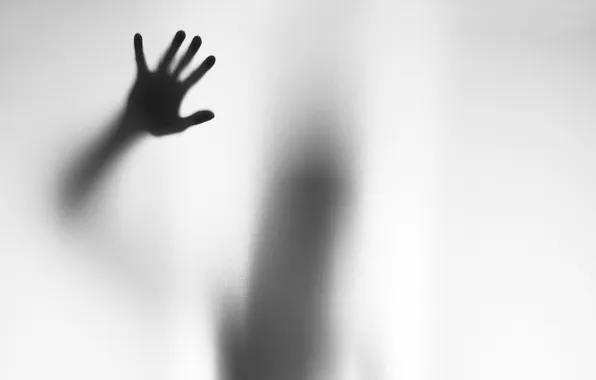 Picture glass, hand, silhouette