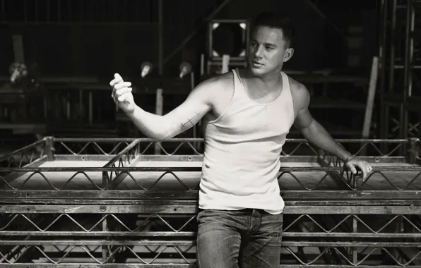 Pose, photo, jeans, Mike, actor, black and white, gesture, Channing Tatum