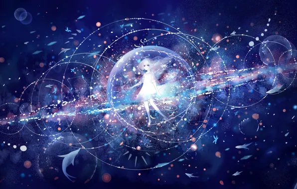 Space, fish, fiction, girl, sphere