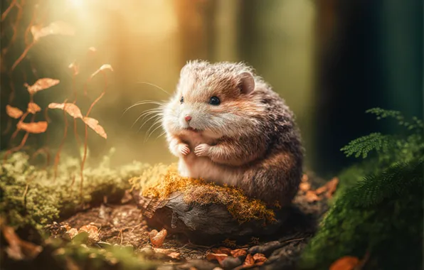 Light, nature, pose, rendering, graphics, animal, hamster, baby