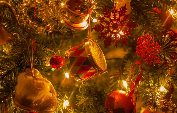 Decoration, lights, Christmas tree