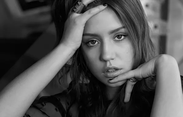 Download wallpaper actress, black and white, Adele Exarchopoulos, section  girls in resolution 640x960