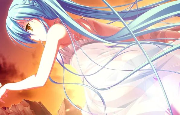 Picture girl, green hair, gensou no idea, kokoro, anime