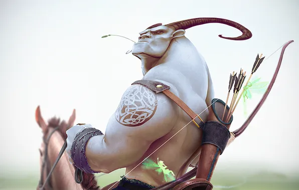 Picture look, face, horse, bow, horns, arrows, favn