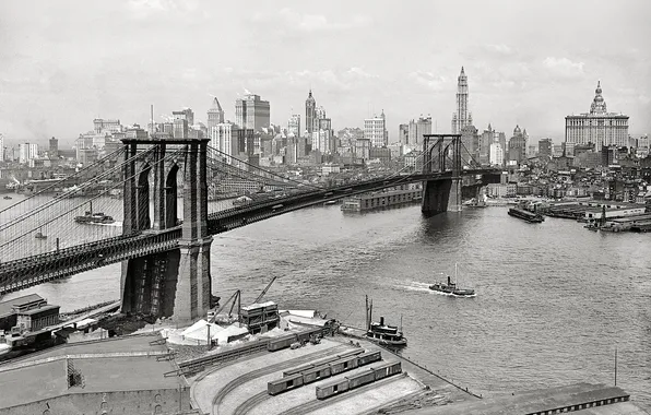 Picture bridge, port, New York, NYC, Brooklyn Bridge