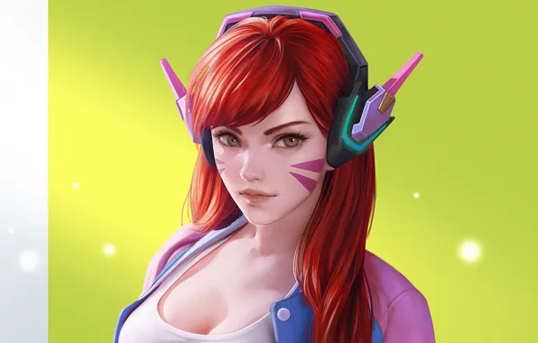 Girl, Red hair, Overwatch, D.Va