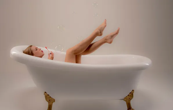 Girl, bubbles, bath, legs