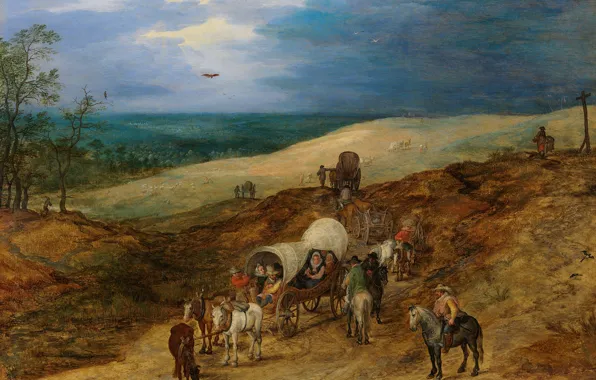 Landscape, picture, Jan Brueghel the elder, Country Road