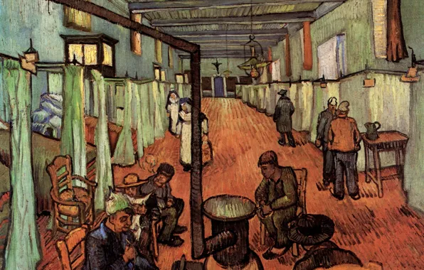 Picture people, pipe, stove, Vincent van Gogh, Ward in the, Hospital in Arles