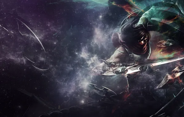 Picture weapons, background, art, guy, blade, League of Legends, Talon