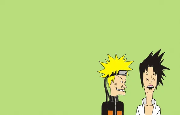 Picture minimalism, naruto, the trick, naruto, green background, Beavis and Butt-head, Beavis and Butthead, dudes