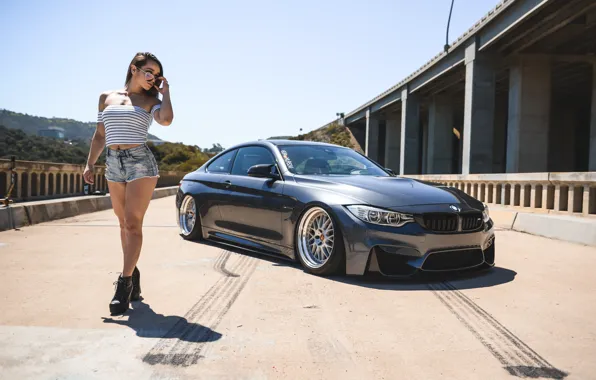 Picture BMW, Girl, Bridge, F82, M4