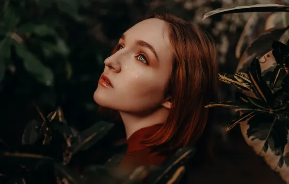 Girl, face, makeup, red, redhead, sequins, by Albina Ponomareva, Ksenia Prokofieva