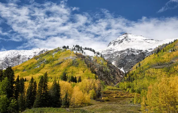 Picture autumn, snow, landscape, mountains, hdr, Colorado, multi monitors, Colorado