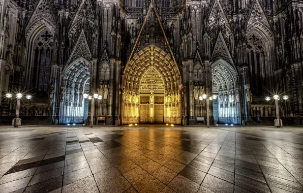 Lights, Germany, Cathedral, Cologne