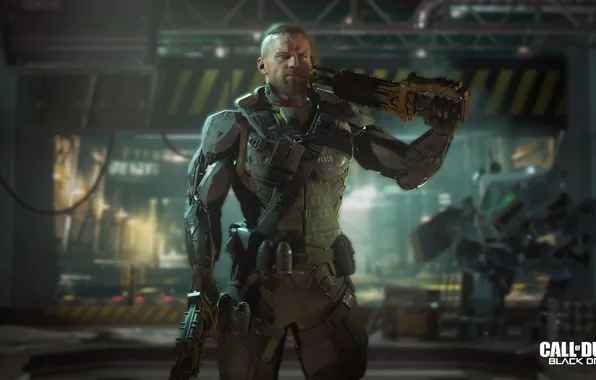 Picture robot, gun, mechs, Call of Duty: Black Ops 3, hero soldier