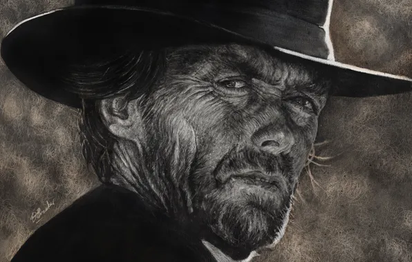 Face, figure, hat, Clint Eastwood, Clint Eastwood