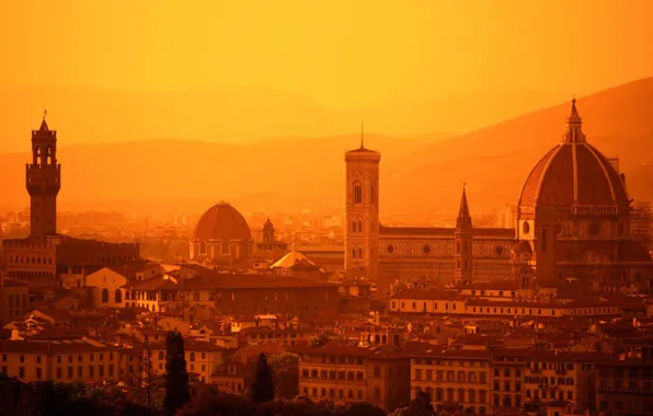 Sunset, Home, The evening, Photo, Mountains, Cathedral, Italy, Hills
