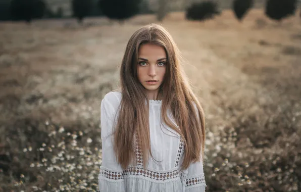 Look, girl, nature, meadow, long hair, It, Jiří Tulach
