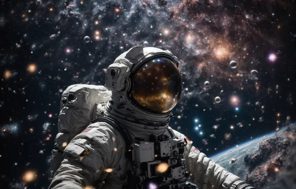Stars, Space, Earth, Astronaut, Astronaut, An astronaut in outer space