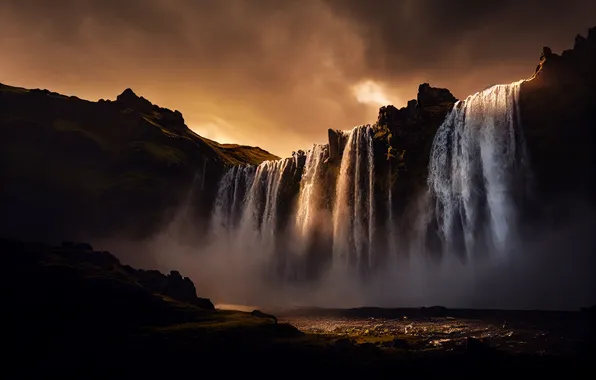Landscape, waterfall, neuroart, neural network, ai art