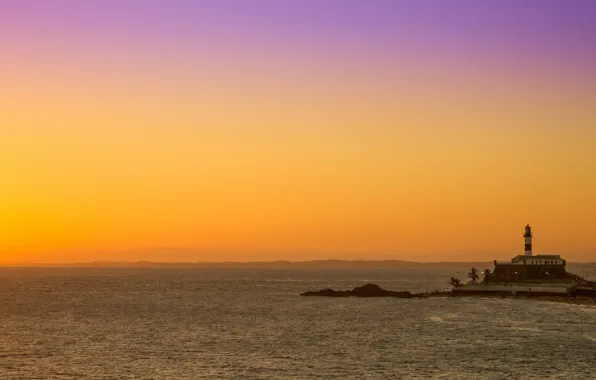 Sea, sunset, lighthouse, the evening, Brazil, sea, sunset, evening