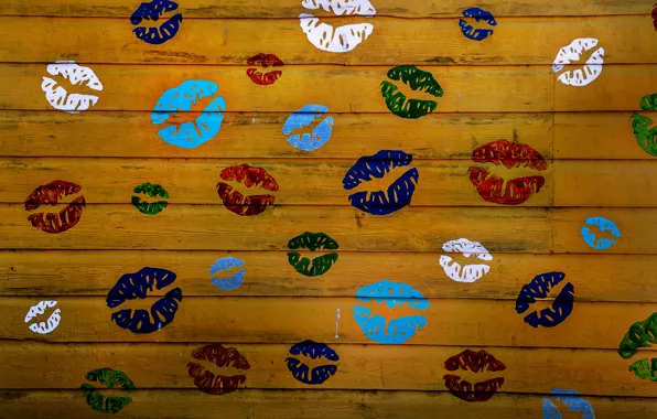 Paint, Board, color, lips, print