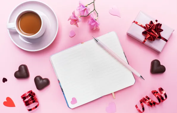 Candy, handle, hearts, Notepad, Valentine's day, Myfoodie