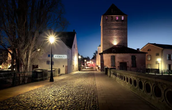 Picture lights, street, France, the evening, lights, Strasbourg