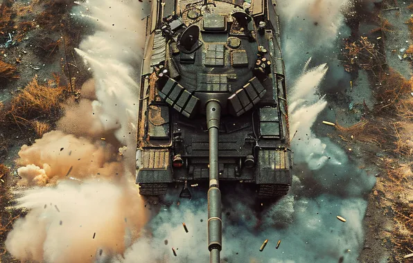 Picture Dust, Smoke, Top, Tank, Digital art, AI art, The Art of Artificial Intelligence, Neural network