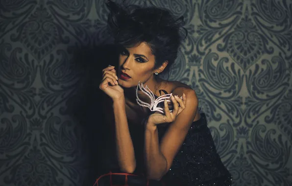 Look, girl, brunette, mask, hairstyle