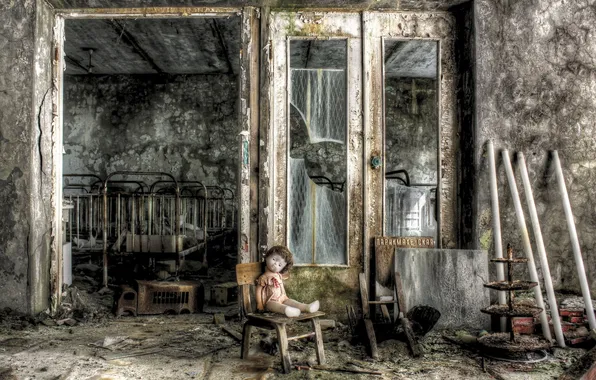 Background, doll, the door, chair