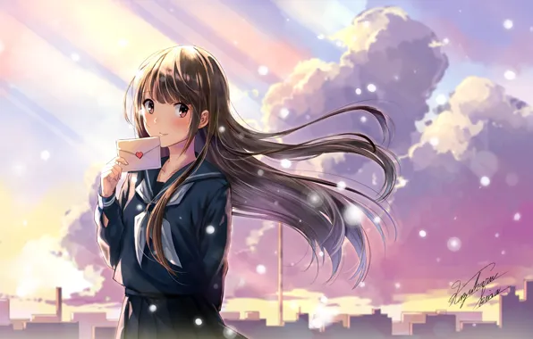 Picture look, anime, girl, the envelope