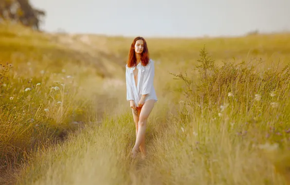 Picture field, summer, girl