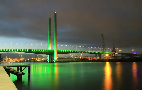 Picture bridge, lights, Australia, support, Melbourne