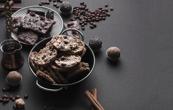 Cookies, candy, dessert, coffee beans, Chocolate, chocolate, cookies, truffles