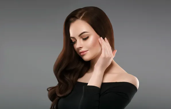 Picture girl, background, model, hands, makeup, gesture, woman, hair