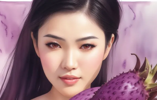 Purple, girl, green, green, black, woman, figure, beauty