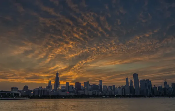 City, the city, the evening, USA, Chicago, Illinois, panorama