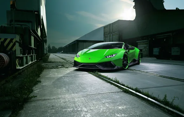 Car, auto, the sky, light, green, Lamborghini, Spyder, tuning