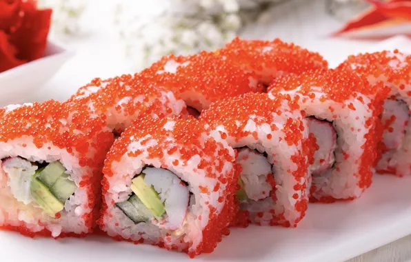 Figure, caviar, sushi, rolls, filling